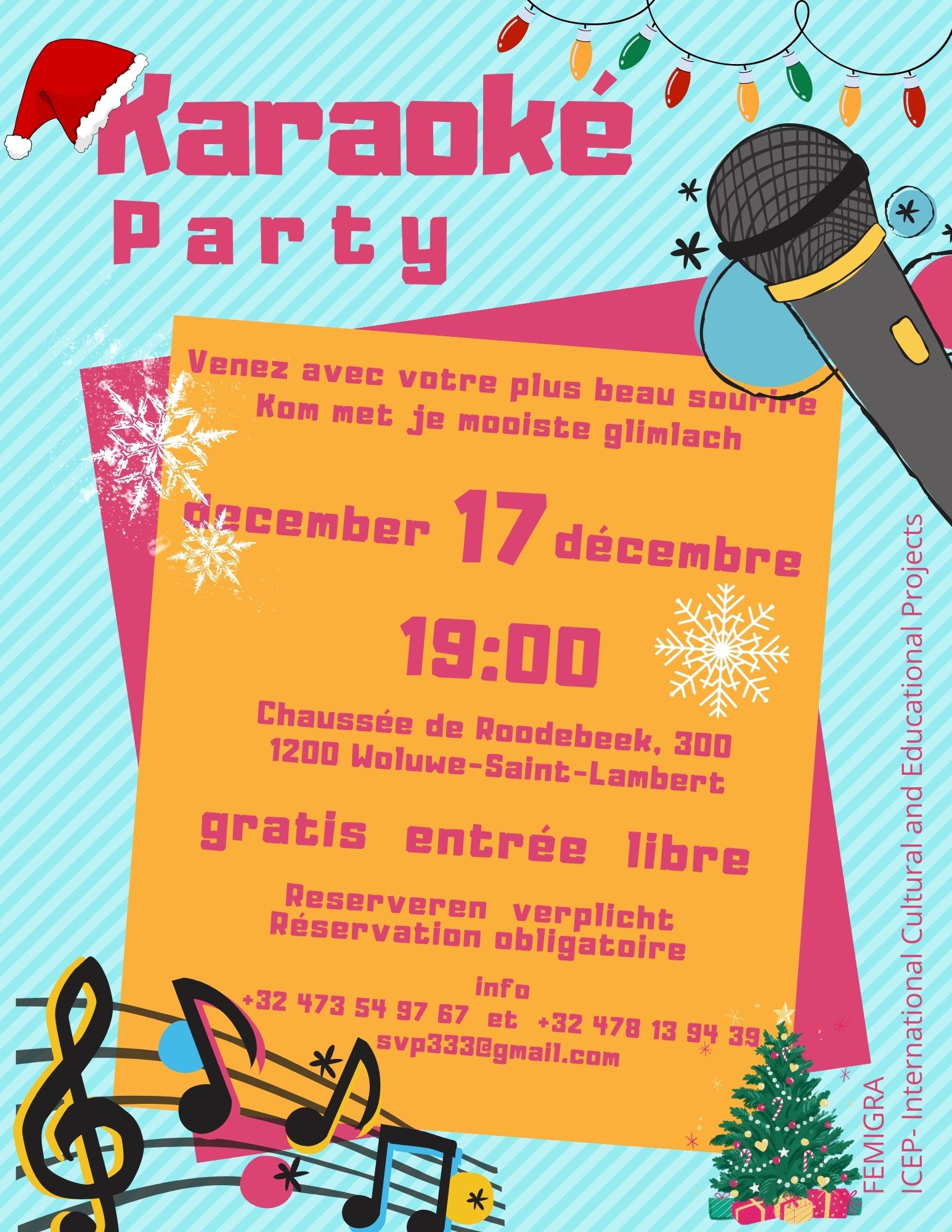 Affiche. Centre Jour le Gué. Karaoké party de Noël organized by Svetlana Popova. 2022-12-17